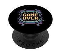 Game Over Retro Arcade Pixel 8 Bit Gamer Meme PopSockets Adhesive PopGrip