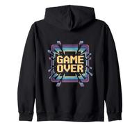 Game Over Retro Arcade Pixel 8 Bit Gamer Meme Zip Hoodie