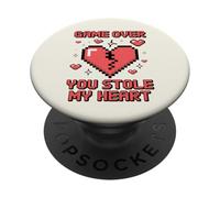 Game Over You Stole My Heart Pixel Gamer PopSockets Adhesive PopGrip