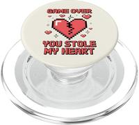 Game Over You Stole My Heart Pixel Gamer PopSockets PopGrip for MagSafe