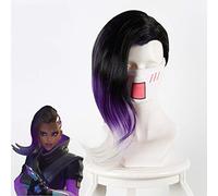 Game Overwatch Sombra Cosplay Wig Black Gradient Purple Curly Synthetic Hairpiece Ow Halloween Party Costume Play Wigs KS419E