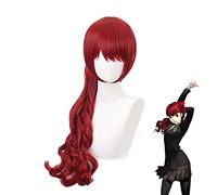 Game Persona 5 Yoshizawa Kasumi Dark Red Wig Cosplay Costume Heat Resistant Synthetic Hair With Chip Removable Ponytail