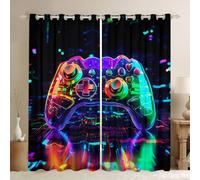Game Players Curtains for Windows,Cool Colorful Game Controller Curtains for Living Room,Game Room Decoration Blackout Drapes 2 Panel Sets,66x72L