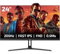 Game Power Bull T10 24 Inch 200Hz Gaming Monitor, 1920x1080p FHD, HDR, Adaptive Sync, Frameless Design, 300 Candela, IPS Panel, Blue Light Filter, 0.5ms Response Time, Zero Dead Pixel Warranty