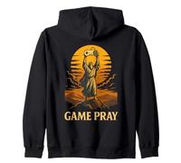 Game Pray Jesus Funny Gamer Meme Retro Video Game Humor Zip Hoodie