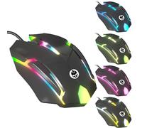 GAME PUNK Wired Gaming Mouse | Gaming Accessories, Computer Mouse with RGB LED Lights | Ergonomic Mouse for Gaming PC | Compatible w/Laptops, PS5, Xbox Series X/S | Up to 1500 DPI Support Mode