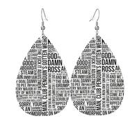 Game Quotes Ladies Leather Earrings Teardrop Drop Print Earrings Fashion Lightweight Daily Wear Party Date