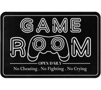 Game Room Open Daily No Cheating No Fighting No Crying Non Slip Absorbent Resist Dirt Doormat Entrance Rug Inside Floor Mats for Home Bedroom Kitchen Front Porch_16 x 24 Inches