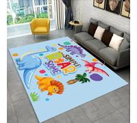 Game Rug for Boy Bedroom Cartoon Dinosaur Theme Flannel Children's Playmat, Blue Green Non-slip Carpet for Living Room children's Room Playroom, Bedside Runner Rug, 50x80 cm, Color1