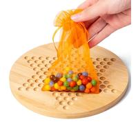 Game Set - Hexagonal Checkers, Wooden Board With Glass Beads, Table Games | 7.8 Inch, Classic Checker Table Game For Family Friends Kids Adults Indoor Fun Strategy Play Gift, 1*Pc