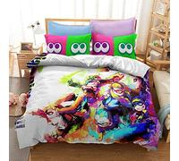 Game Splatoon Family Bedding Set for Kids Cartoon Printed Bed Cover Single Duvet Cover Set KingSize Bedclothes (graffiti 05,Single(135x200cm))