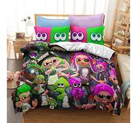 Game Splatoon Family Bedding Set for Kids Cartoon Printed Bed Cover Single Duvet Cover Set KingSize Bedclothes (graffiti 06,Single(135x200cm))