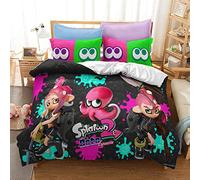 Game Splatoon Family Bedding Set for Kids Cartoon Printed Bed Cover Single Duvet Cover Set KingSize Bedclothes (graffiti 04,Single(135x200cm))
