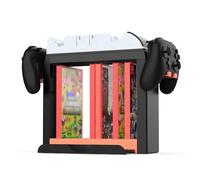 Game Storage Organiser Station Compatible with Switch, Offers Space for 15 Game Cases, 12 Playing Cards, 2 Controllers and 1 TV Dock, Universal Game Storage Tower
