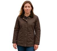Game Technical Apparel Ladies D42 Classic Antique Wax Jacket with Fitted Shape & Tartan Lining (XXL, Brown)