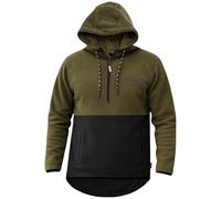 Game Technical Apparel Men's Alpine Fleece Hunting Stalking Smock - 300gsm Silent Durable Outdoor Pullover Hoodie with 1/4 Zip, Drop-Hem & Hood (UK, Alpha, XL, Regular, Regular, Green/Black)