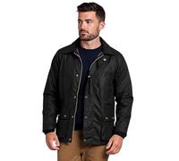 Game Technical Apparel Mens Barker Wax Jacket with Detachable Hood & Tartan Linning (L, Black)