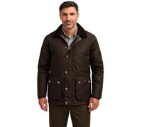 Game Technical Apparel Mens Barker Wax Jacket with Detachable Hood & Tartan Linning (L, Brown)