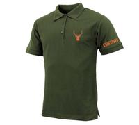 Game Technical Apparel Mens Printed Stag Logo Short Sleeve Polo Shirt - Hunting Camping Top Military Green