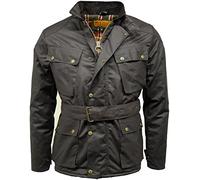 Game Technical Apparel Mens Speedway Quilted Biker Wax Jacket with Tartan Lining (L, Black)