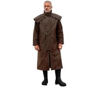 Game Technical Apparel Mens Stockman Long Length Wax Riding Cape Coat with Tartan Lining (L, Brown)
