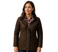 Game Technical Apparel Women’s Wax Quilted Jacket - Argyle Diamond Padded Coat, Corduroy Collar, Heritage Lining, Made in UK Brown Small