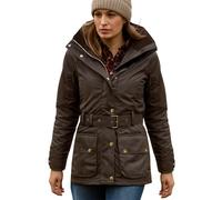 Game Technical Apparel Womens Cantrell Antique Waxed Cotton Jacket with Lightly Padded Tartan Lining (L, Brown)