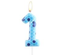 Game Theme Candles,Blue Sense of Technology Design,Birthday Cake Cupcakes Number 1 Candles,Gamepad 1st Birthday Decoration Cake Topper Party Supplies