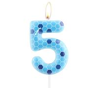 Game Theme Candles,Blue Sense of Technology Design,Birthday Cake Cupcakes Number 5 Candles,Gamepad 5th Birthday Decoration Cake Topper Party Supplies