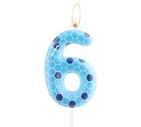 Game Theme Candles,Blue Sense of Technology Design,Birthday Cake Cupcakes Number 6 Candles,Gamepad 6th Birthday Decoration Cake Topper Party Supplies