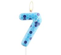 Game Theme Candles,Blue Sense of Technology Design,Birthday Cake Cupcakes Number 7 Candles,Gamepad 7th Birthday Decoration Cake Topper Party Supplies