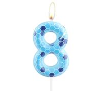 Game Theme Candles,Blue Sense of Technology Design,Birthday Cake Cupcakes Number 8 Candles,Gamepad 8th Birthday Decoration Cake Topper Party Supplies