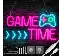 Game TIME Neon Sign Game LED Neon Light Sign USB Power LED Sign Game Wall Light Gaming Room Decor Gamer Gifts for Boys