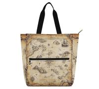Game Treasure Map Rpg Pirates Kid Tote Bag for Kids Adults, Gothic Large Handbags Grocery Beach Bag with Zipper Pockets for School Work Travel Rainbow school supplies
