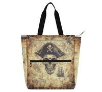 Game Treasure Map Rpg Pirates Kids Cute Tote Bags for Boys Girls Women, Gothic Waterproof Handbags Grocery Beach Bag with Zipper Pockets for School Shopping Beach Rainbow school