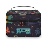 Game Video Gaming Pattern Makeup Bag Portable Travel Cosmetic Bag Zipper Makeup Organizer Toiletry Bag for Women Ladies, Game Video Gaming Pattern, 25x18x15cm