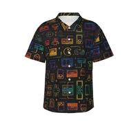 Game Video Gaming Pattern Men's Short Sleeve Hawaiian Shirt - Full Print Design, Ultra-Soft Polyester Fabric for Summer Style Black
