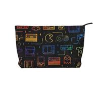 Game Video Gaming Pattern Printed Make up Bag for Women Corduroy Makeup Bags Zipper Travel Cosmetic Bags Pouch Organizer