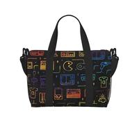 Game Video Gaming Pattern Printed Travel Duffel Bag for Women Men - Weekend Overnight Bags with Adjustable Shoulder Strap and Handle