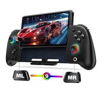 GAMEASY Wireless Switch Controllers for Nintendo Switch/OLED,Hall Effect One-Piece Joypad Replacement for Pro Controller with Turbo/Macro/Wake Up/9 colors RGB,Includes 4 game card slots handheld