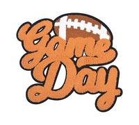 Gameday Chenille Iron on Patches for Letterman Jacket Large Football Varsity Letters Custom Sports Applique for Clothing Jeans Bag Jersey Game Day Spirit (Orange)