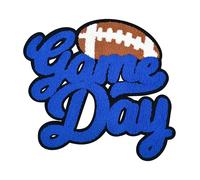 Gameday Chenille Iron on Patches for Letterman Jacket Large Football Varsity Letters Custom Sports Applique for Clothing Jeans Bag Jersey Game Day Spirit (Blue)