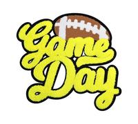 Gameday Chenille Iron on Patches for Letterman Jacket Large Football Varsity Letters Custom Sports Applique for Clothing Jeans Bag Jersey Game Day Spirit (Yellow)