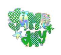Gameday Embroidery Iron On Patches Shine Day Fabric Appliques with Star DIY Patch Laser Leather DIY Craft Embellishments for Clothing, Jackets, Bags (Green)
