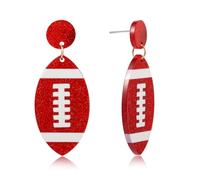 Gameday Football dangle Earrings for Women Glitter NFL Team Color Jewelry for Football Mom Super Bowl Christmas Gift Idea Day to Day Wear Brown White Red White Stud Earrings Sports Fan Jewelry, M