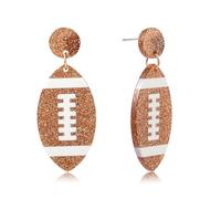 Gameday Football dangle Earrings for Women Glitter NFL Team Color Jewelry for Football Mom Super Bowl Christmas Gift Idea Day to Day Wear Brown White Red White Stud Earrings Sports Fan Jewelry, M