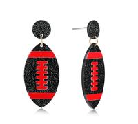 Gameday Football dangle Earrings for Women Glitter Team Color Jewelry for Football Mom Super Bowl Christmas Gift Idea Day to Day Wear Brown White Red White Stud Earrings Sports Fan Jewelry, M, Acrylic