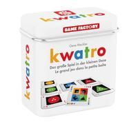 GAMEFACTORY 646195 Kwatro Mini Card Game in Handy Metal Tin Tile Game Mix for Children and Adults Travel Game