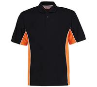 Gamegear Men' Track Pique Polo, Black/Orange/White, X-Small. KK475