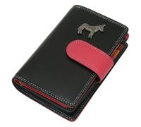 Gamekeepers Cottage gifts Donkey Ladies Leather Purse with Coin Pouch RFID Safe Black & Pink Gift 108